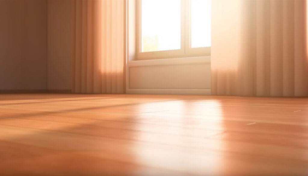 Modern apartment with elegant hardwood flooring and natural sunlight generated by artificial intelligence
